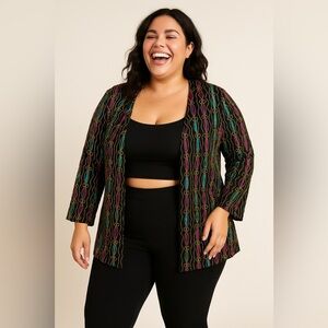 VINTAGE Fully  Beaded Open Front Blazer on Silk